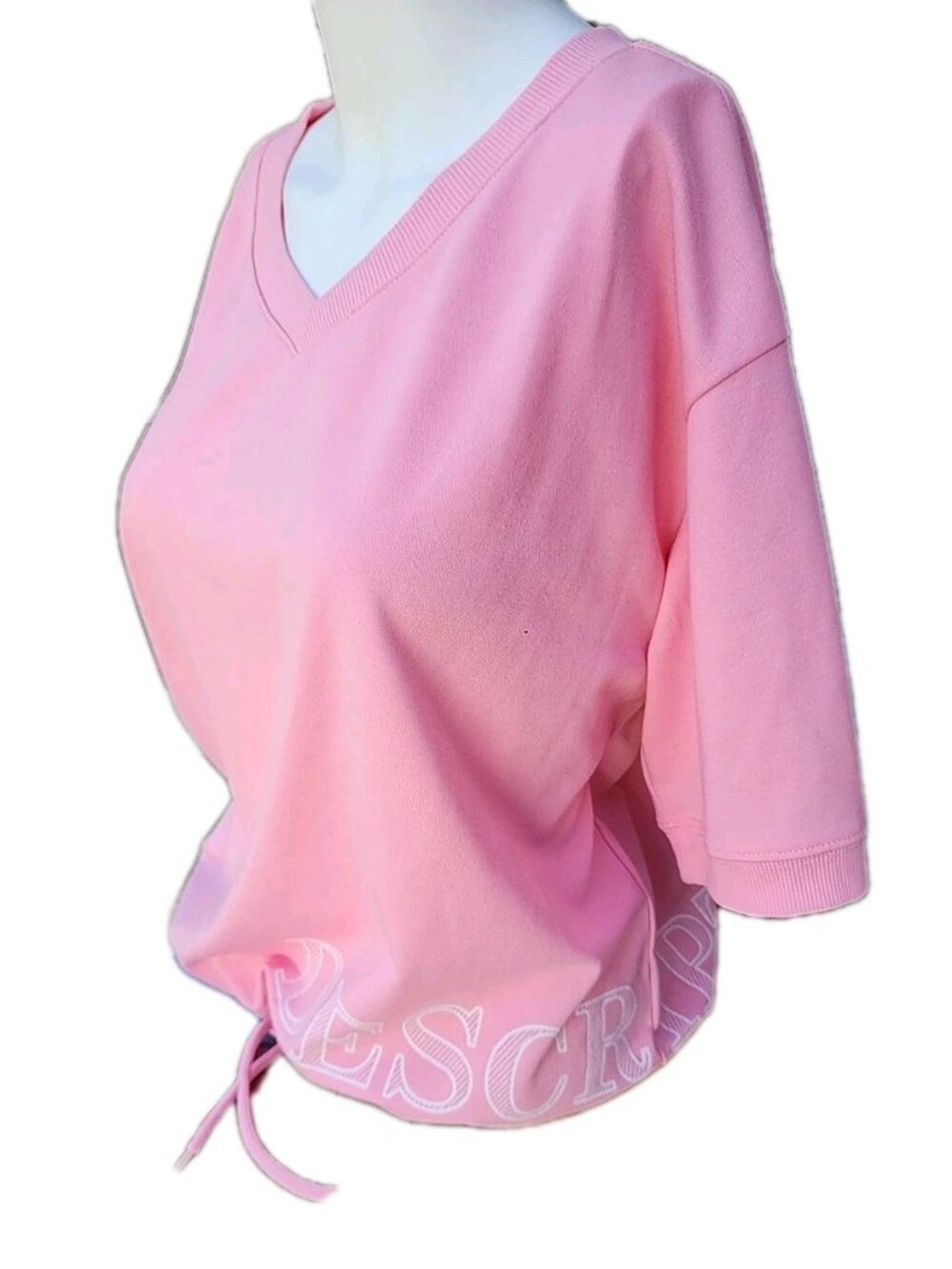 Cubus Korea 'Description' Pink Athleisure Short Sleeved Bottom Tie Top Sz M/L